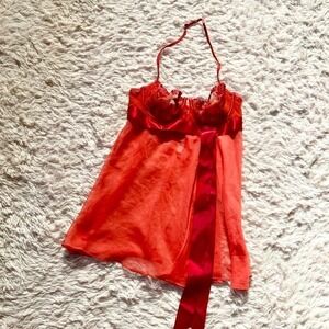 Victorias Secret Sheer Lace Sexy Lingerie Slip Dress Womens 34B Whimsical Hot